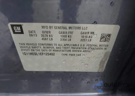 2014 Chevrolet Malibu 1Lz z USA, uszkodzony, nr VIN 1G11H5SL1EF129492